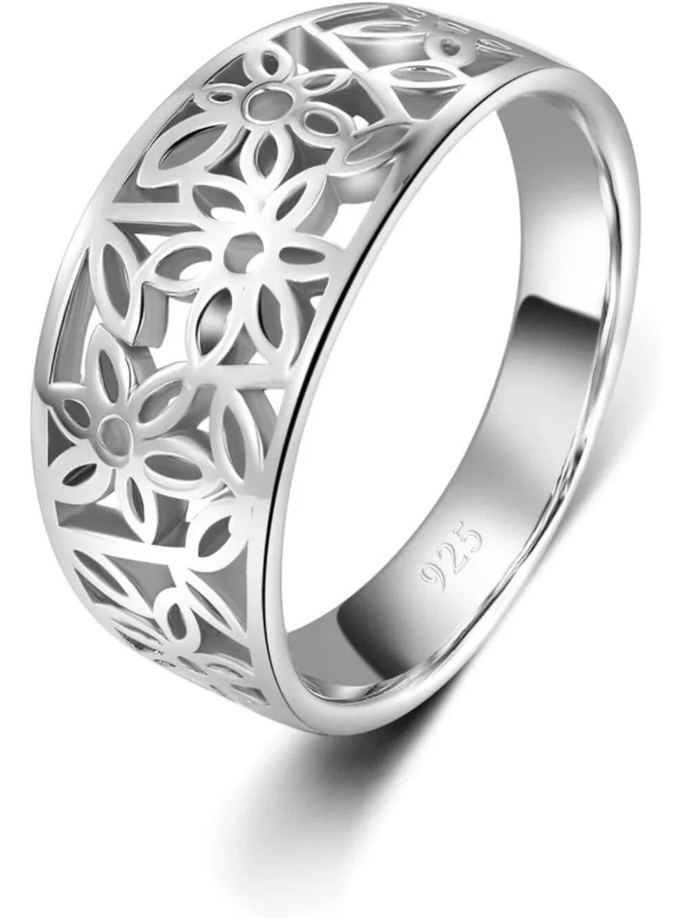 Sterling Silver & 14K Gold Plated Vintage Leaf Filigree Statement Ring, Size